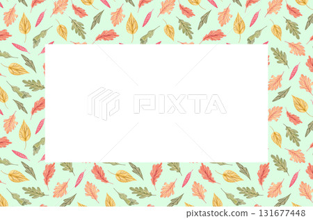 Autumn leaf frame, botanical hand drawn illustration 131677448