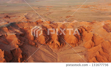 Bayanzag flaming cliffs at sunset in Mongolia 131677736