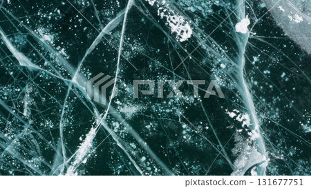 Aerial top view of frozen Lake Baikal Aerial top view of frozen Lake Baikal 131677751