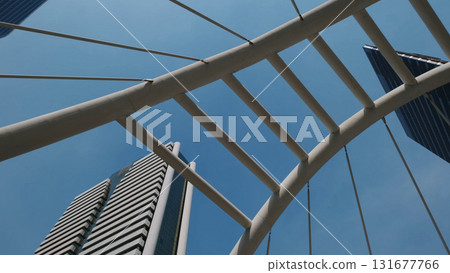 Walkway bridge arch and skyscrapers in Bangkok Walkway bridge arch and skyscrapers in Bangkok 131677766