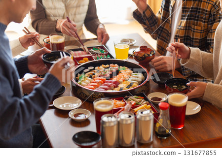 New Year's dinner with my family and grandma who returned home 131677855