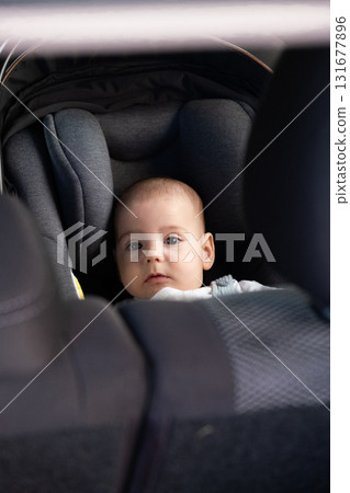 Cute Baby in Car Seat Safety Concept 131677896