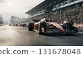 Formula One style car speeds down the raceway capturing the intensity and beauty of high-performance fast at racing. 131678048