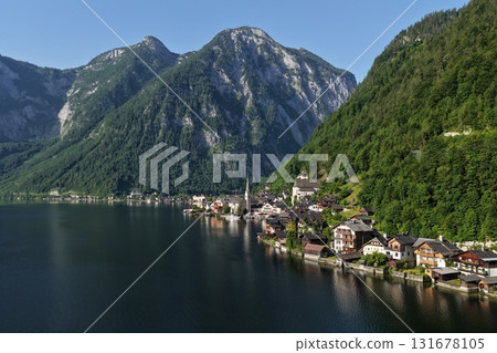 Hallstatt village in the salzkammergut region of austria 131678105