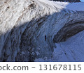 Ice climber scaling a glacier wall in mountains, bogdanovich glacier, Kazakhstan 131678115