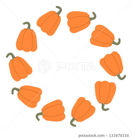 Round frame of ripe orange pumpkins Round frame of ripe orange pumpkins 131678158