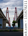 The structural beauty of the main tower of Meiko Nishi Ohashi Bridge seen from Kinjo Pier 131678211