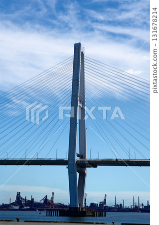 Meiko Triton Meiko Chuo Bridge's main tower and blue sky Meiko Triton Meiko Chuo Bridge's main tower and blue sky 131678214