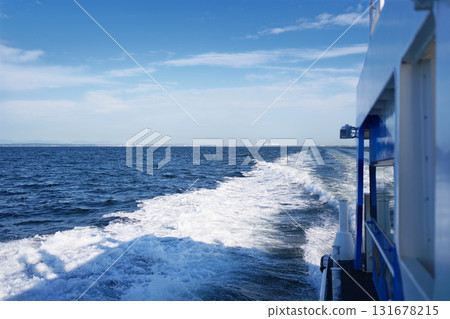 The wake of a high-speed ferry heading from Isshiki Port to Sakushima Island 131678215