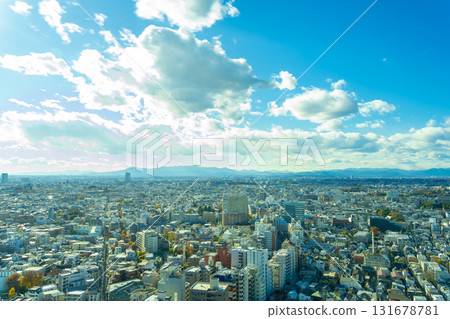 東京城市景觀：秋季世田谷住宅區 131678781