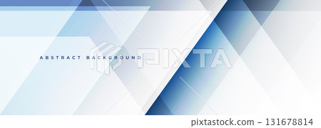Abstract modern white banner background with blue shadow lines and diagonal geometric shapes. 131678814