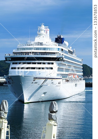 Morning at Miyako Port: Luxury cruise ship Asuka III arrives Morning at Miyako Port: Luxury cruise ship Asuka III arrives 131678853