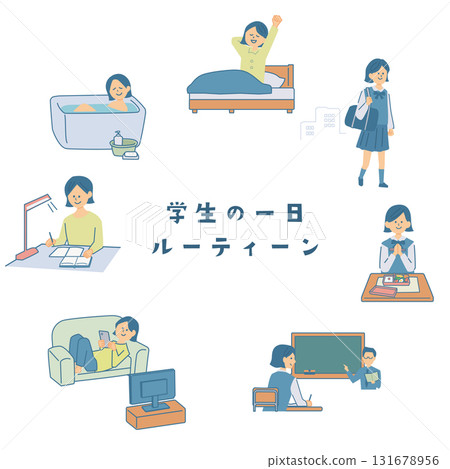 學生的日常生活插畫集 131678956