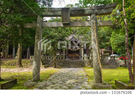 秋月八幡宮的鳥居與拜殿 131679106