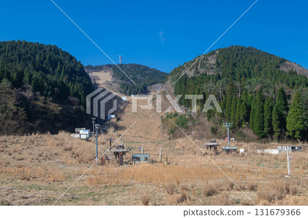 A closed ski resort covered in grass A closed ski resort covered in grass 131679366