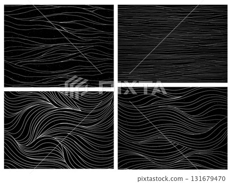 Dark abstract patterns set with hand drawn smooth waves 131679470