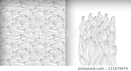 Hand drawn patterns with waves Hand drawn patterns with waves 131679474