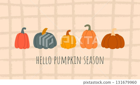 Hello pumpkin season concept Vector graphics 131679960