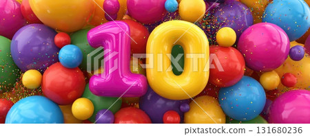number ten colorful birthday balloon illustration 131680236