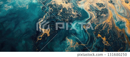 oil slick on a shimmering water surface environmental pollution concept oil slick on a shimmering water surface environmental pollution concept 131680250