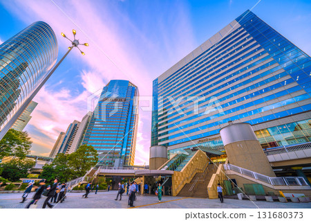 Tokyo cityscape in Japan, overlooking Shinagawa Station, office buildings, and businessmen after work Tokyo cityscape in Japan, overlooking Shinagawa Station, office buildings, and businessmen after work 131680373