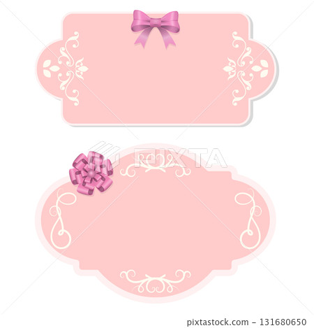 Pink Gift Tags with Ribbon and Floral Ornament Vector Illustration Pink Gift Tags with Ribbon and Floral Ornament Vector Illustration 131680650