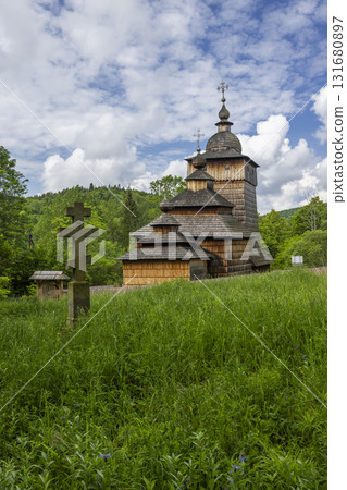 Old wooden orthodox church in Wolowiec, Poland 131680897