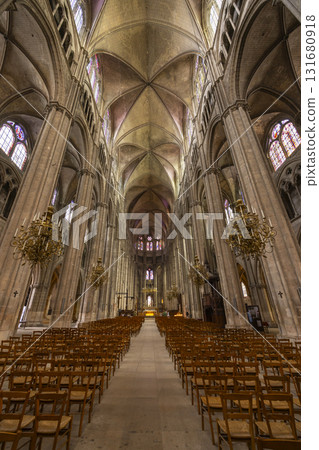Interior of Bourges Cathedral nave looking towards altar 131680918