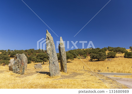 Dolmen and menhirs in megalithic complex of Rosal de la Frontera Dolmen and menhirs in megalithic complex of Rosal de la Frontera 131680989