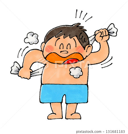 Boy doing dry friction Boy doing dry friction 131681183