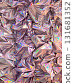 Holographic crumpled foil texture with iridescent reflections, suitable for abstract background 131681352