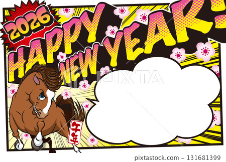 2026年新年賀卡模板「美國漫畫風格設計」新年快樂圖案,帶有手寫空間 2026年新年賀卡模板「美國漫畫風格設計」新年快樂圖案,帶有手寫空間 131681399