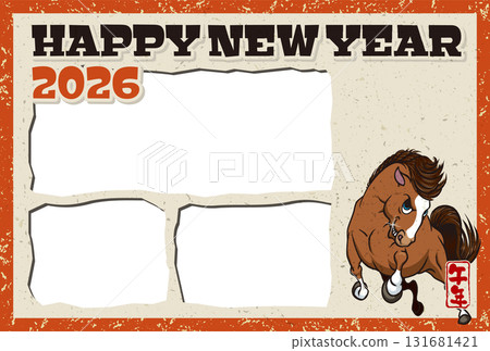 2026 New Year's Card Template "Photo Frame for 3 Photos" Happy New Year with Space for Handwriting 2026 New Year's Card Template "Photo Frame for 3 Photos" Happy New Year with Space for Handwriting 131681421