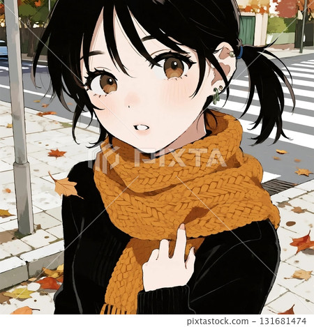 The expression of a girl wearing a scarf in a winter park The expression of a girl wearing a scarf in a winter park 131681474