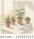 Houseplants and coffee cafe-style morning 131681513