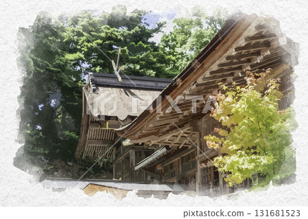 鳥取縣鳥取市宇神社祭祀殿水彩畫 131681523
