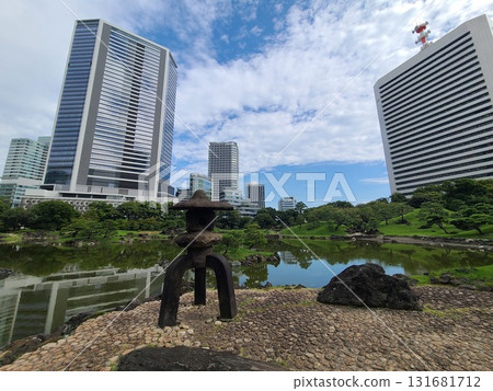 The pond at Shiba Rikyu Gardens The pond at Shiba Rikyu Gardens 131681712
