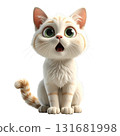 3D animated character surprised cream-colored cat clip art illustration png 131681998