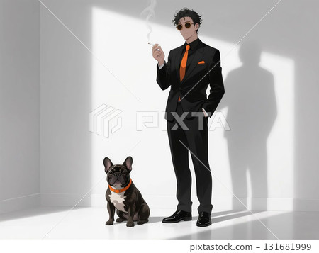 Man and bulldog 131681999