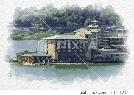 鳥取縣湯梨浜町羽後溫泉千年亭水彩畫 鳥取縣湯梨浜町羽後溫泉千年亭水彩畫 131682103