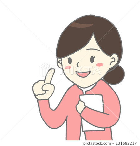 Illustration of a female medical professional explaining Illustration of a female medical professional explaining 131682217