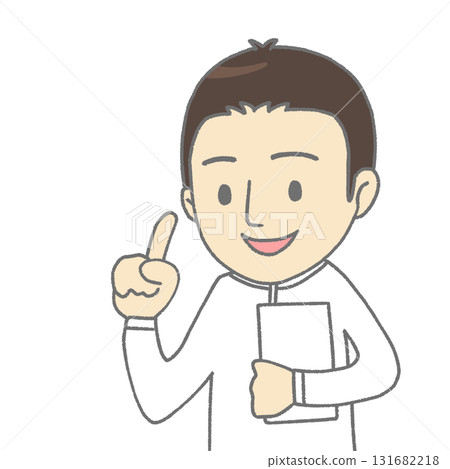 Illustration of a male medical worker explaining 131682218