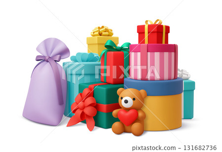 Mountain of presents illustration 3D 131682736