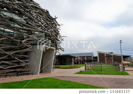 Capi hnizdo Storks Nest riding arena covered with wood resembling a giant birds nest on November 23, 2019 in Olbramovice, Czech Republic. 131683137