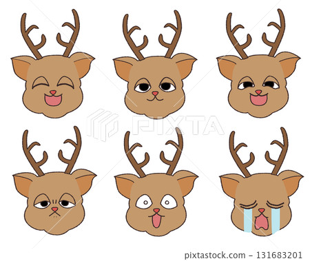 Illustration set of reindeer with various expressions Illustration set of reindeer with various expressions 131683201