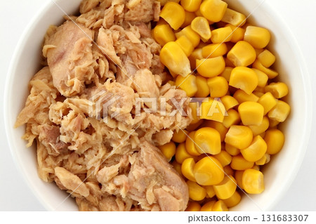 Tuna cone on a white background viewed from directly above 131683307