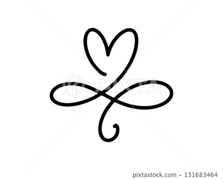 Infinity valentine heart symbol, hand drawn vector black line art depicting eternal love lasting and commitment Infinity valentine heart symbol, hand drawn vector black line art depicting eternal love lasting and commitment 131683464