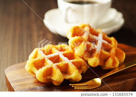 Belgian waffles and coffee Belgian waffles and coffee 131683574