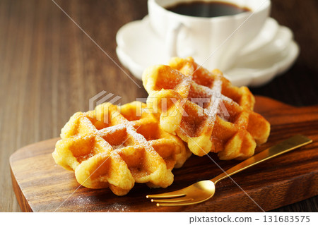 Belgian waffles and coffee Belgian waffles and coffee 131683575