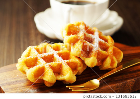 Belgian waffles and coffee Belgian waffles and coffee 131683612